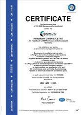 ISO 14001:2015 Certificate HEINZMANN
